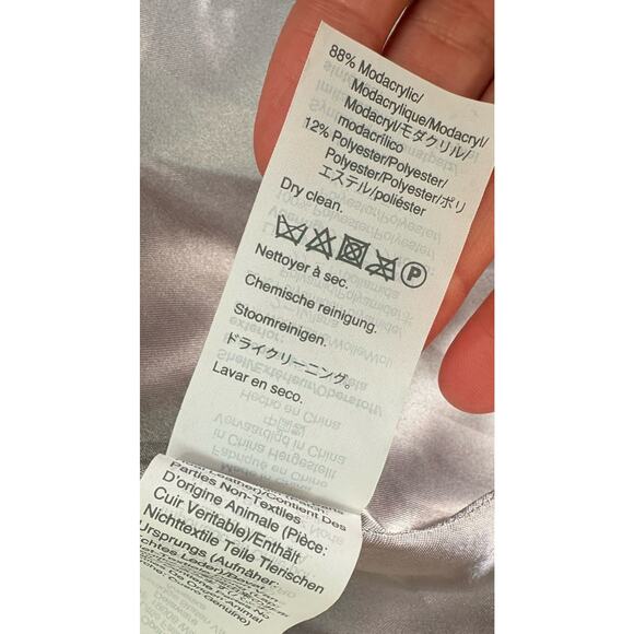 J Crew Nello Gori Wool Faux fur hood Full zip Peacoat Parka size 6 Grey Z2 - Picture 7 of 11